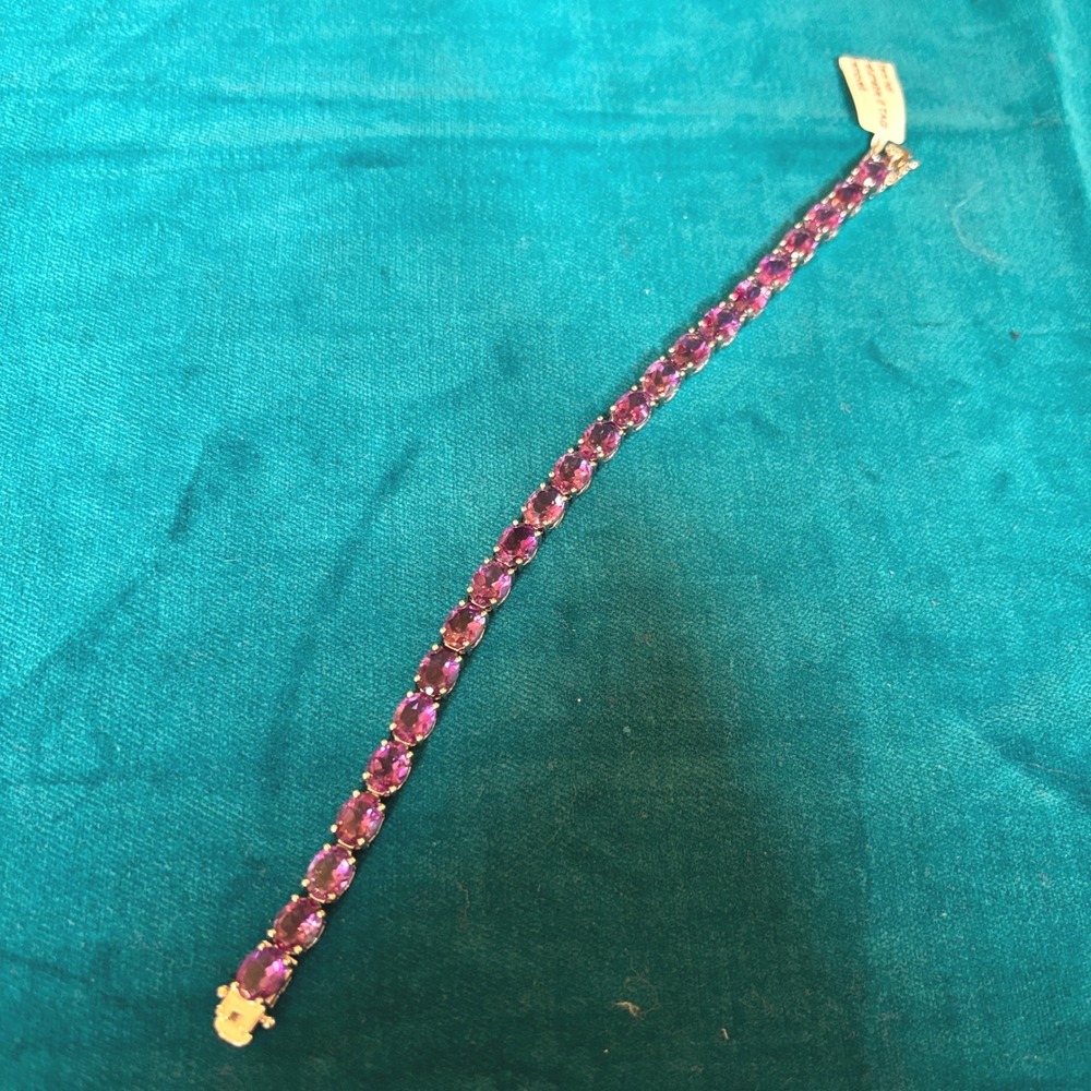 TLV Amethyst Oval Sterling Silver Tennis Bracelet 21.50ctw 7.5in NIB